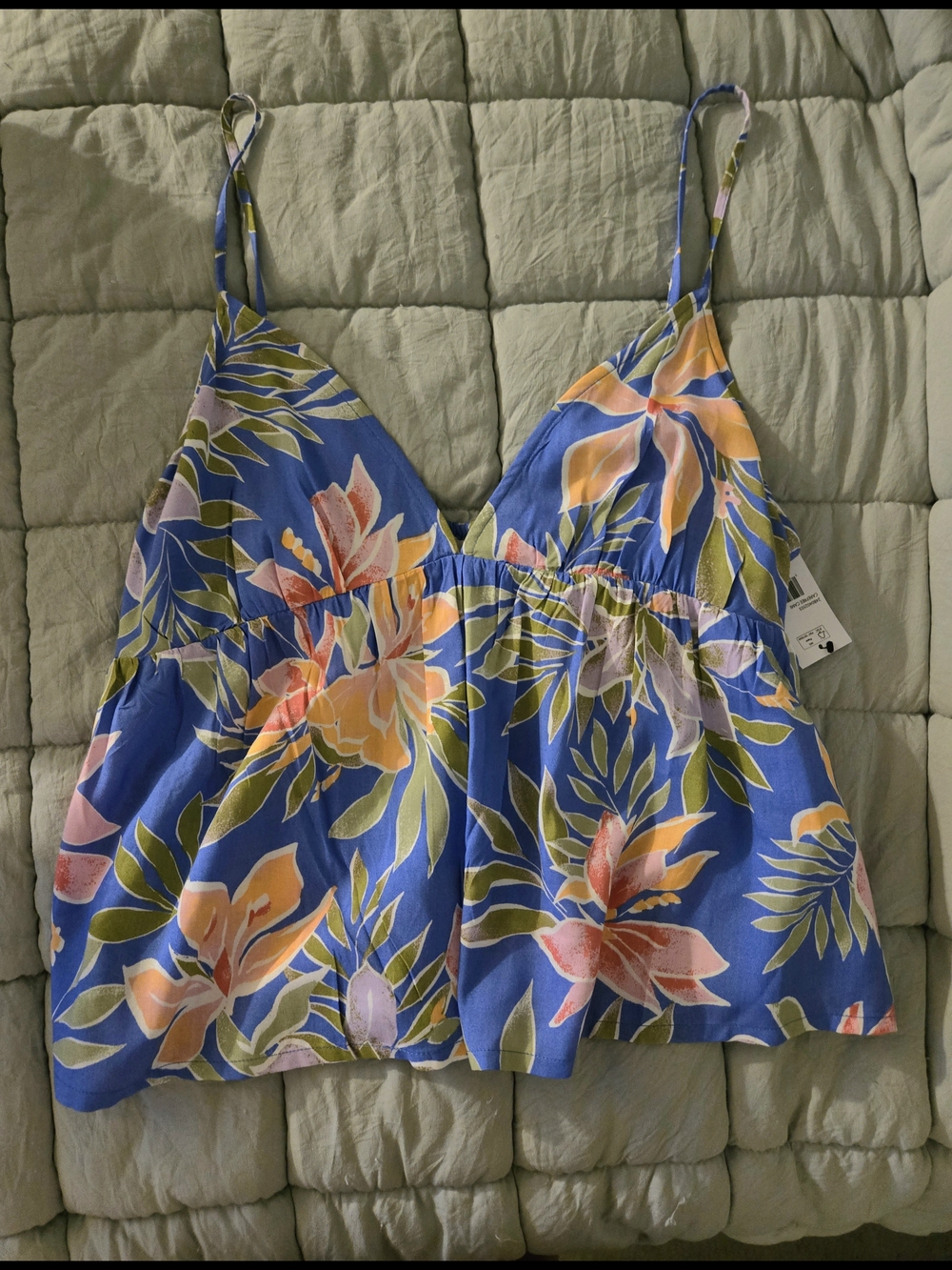 Billabong Blue Floral Carefree Cami Tank